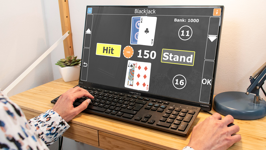 Image shows a computer screen displaying Blackjack on GuideConnect.