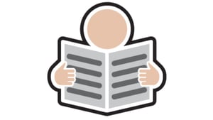 Doc Reader logo: Graphic of a person reading a document