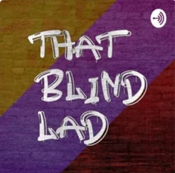 That Blind Lad Logo -The Words 'That Blind Lad' grafitti'ed onto a colourful, striped wall